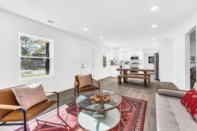 living room featuring a healthy amount of sunlight and light wood-type flooring