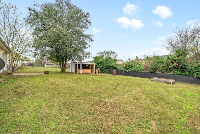 view of yard with a shed