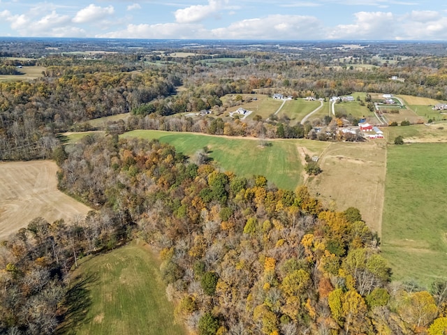 birds eye view of property with a rural view