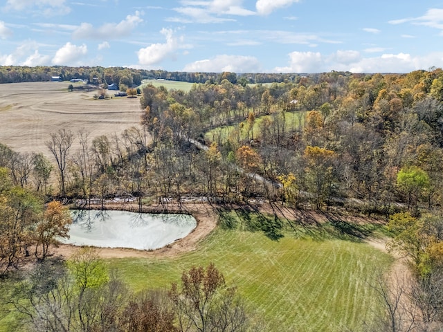 birds eye view of property with a rural view and a water view