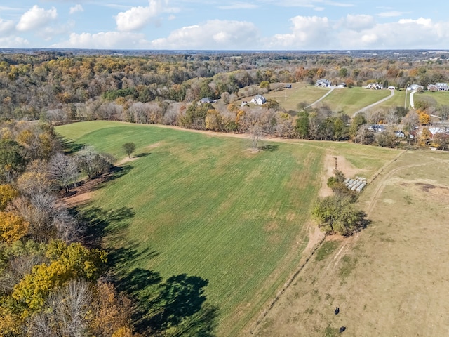 drone / aerial view with a rural view