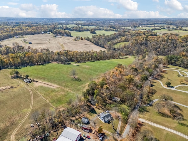 drone / aerial view with a rural view