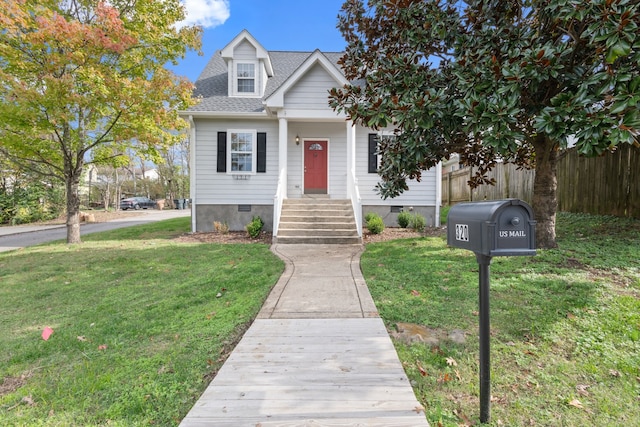 view of front of house featuring a front yard