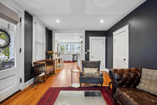 living room with light wood-type flooring