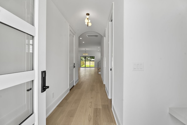 hall featuring light hardwood / wood-style flooring