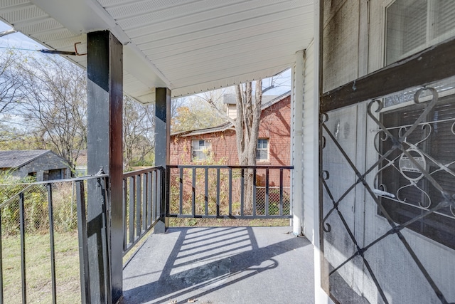 balcony featuring a porch