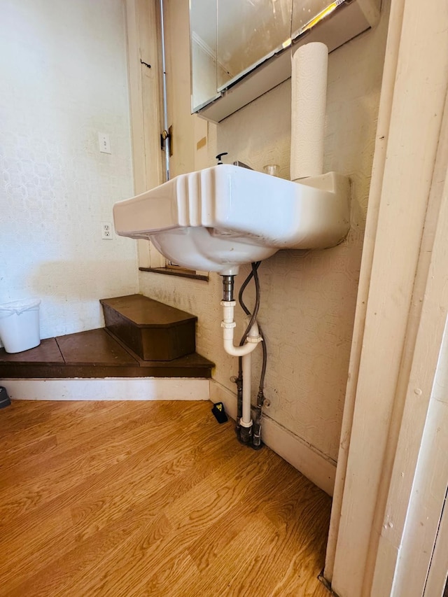 room details featuring hardwood / wood-style floors and sink