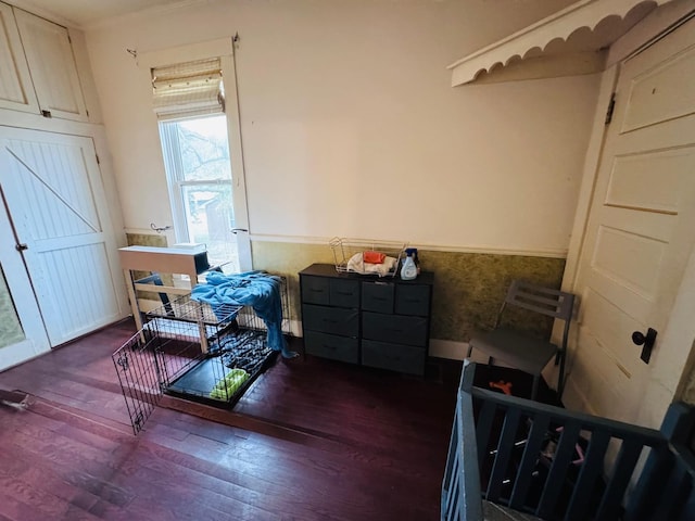 bedroom featuring dark hardwood / wood-style flooring