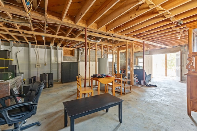 basement with water heater