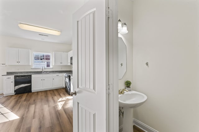 bathroom with wood-type flooring and sink