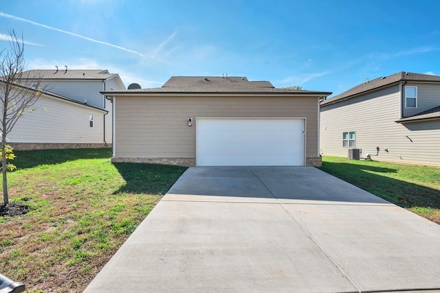 exterior space with a front lawn and central AC unit