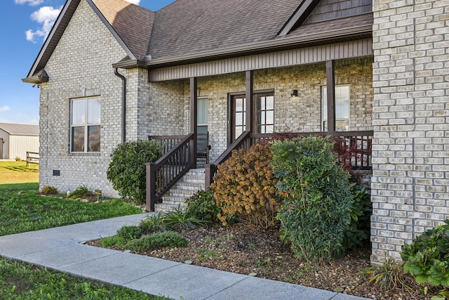 property entrance with a porch