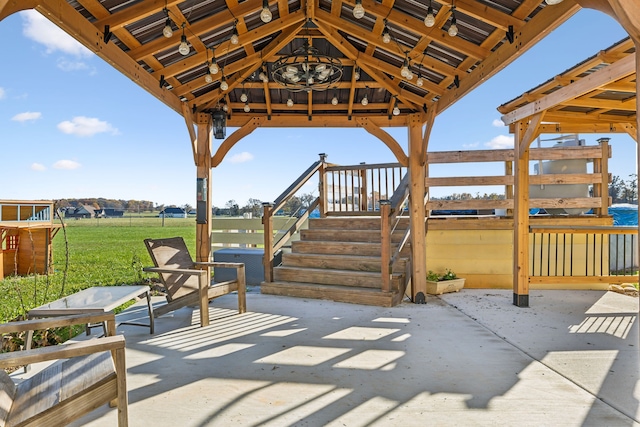 view of patio featuring a gazebo