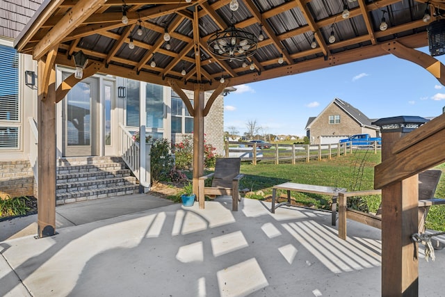 view of patio featuring a gazebo