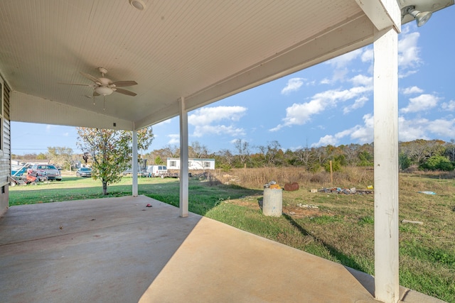 view of patio / terrace featuring ceiling fan