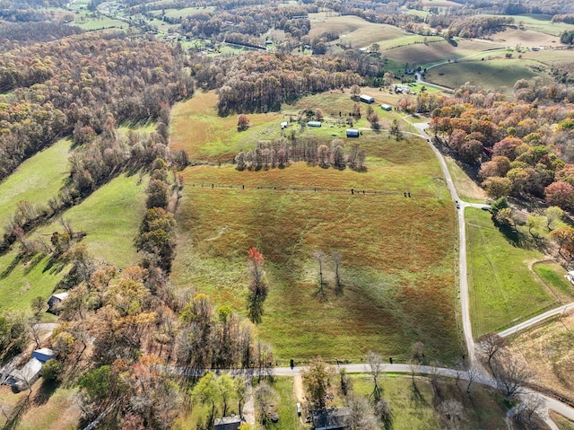 aerial view featuring a rural view