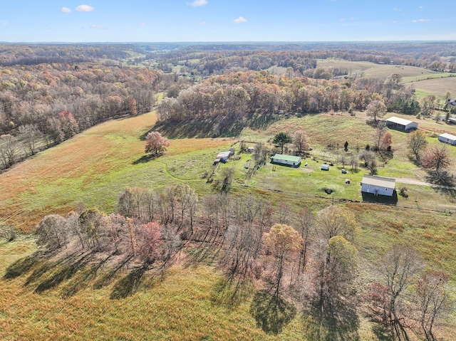 drone / aerial view with a rural view