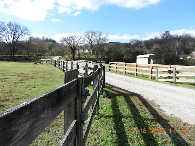 exterior space featuring a rural view