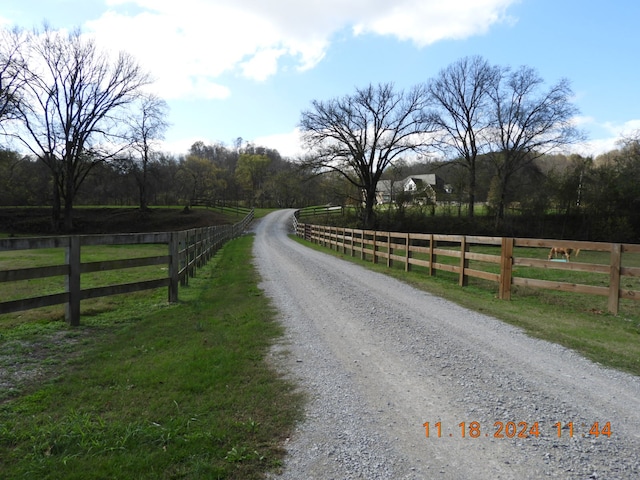 view of road featuring a rural view