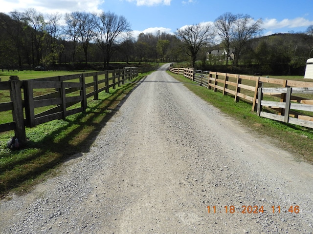 view of road featuring a rural view