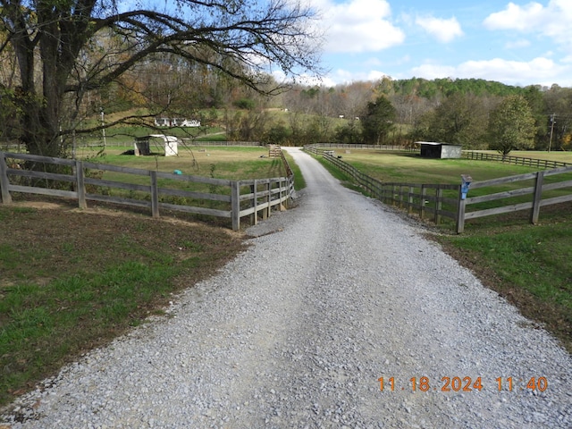 view of street featuring a rural view