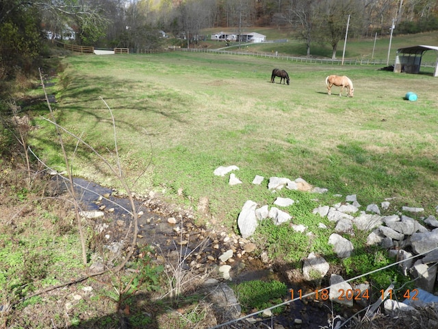 view of yard with a rural view