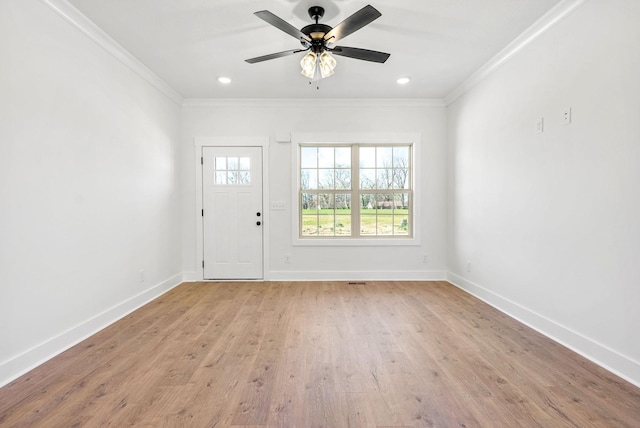6 Charleston Cv, Clarksville, TN 37043 - foyer entrance with crown molding, light wood-style floors, ceiling fan, and recessed lighting
