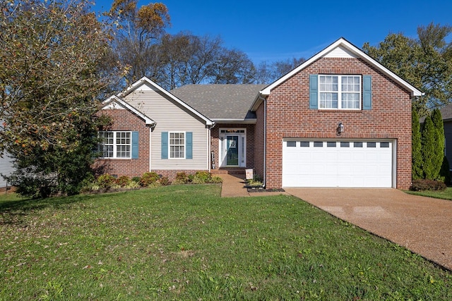 front of property with a garage and a front yard