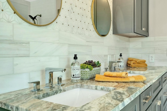 room details with tasteful backsplash and vanity