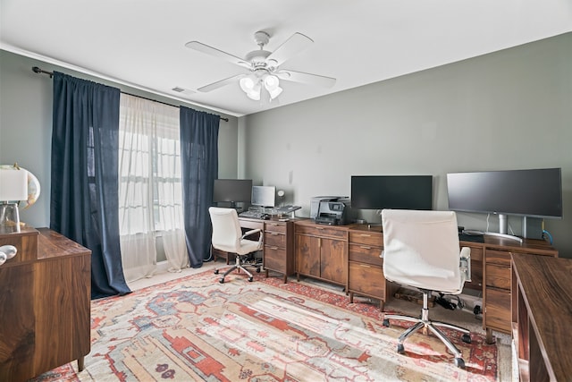 office featuring ceiling fan