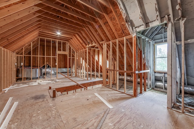 view of unfinished attic