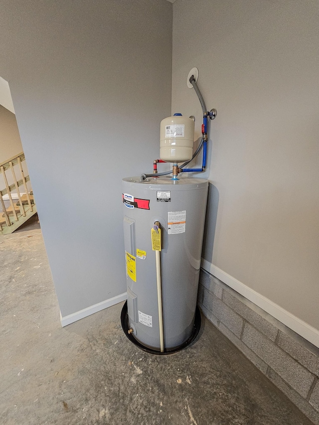 utility room featuring electric water heater