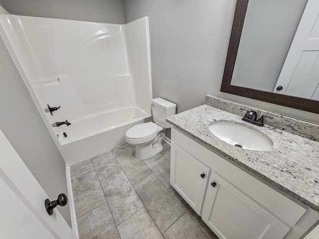 full bathroom featuring vanity, toilet, and shower / tub combination