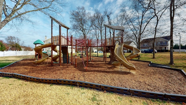 view of play area with a lawn