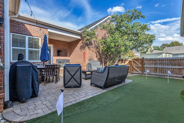 view of patio with area for grilling