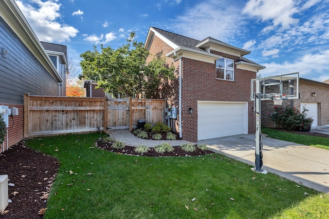 view of side of property with a yard