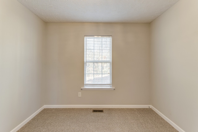 empty room featuring carpet and a textured ceiling