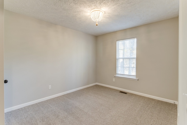 empty room featuring carpet and a textured ceiling