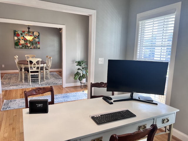 home office featuring light wood-type flooring