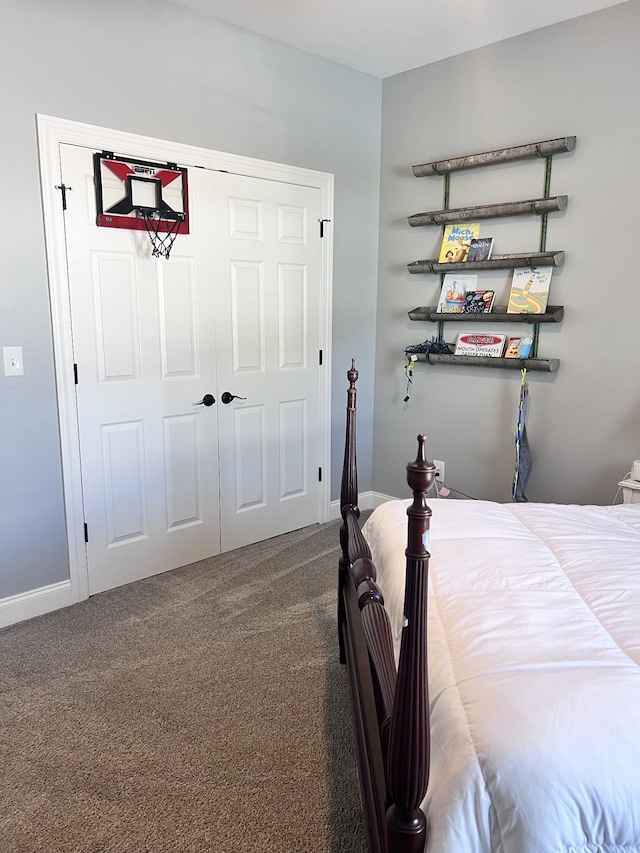 bedroom featuring carpet floors and a closet