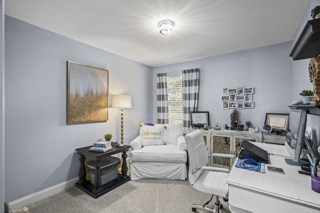 view of carpeted home office