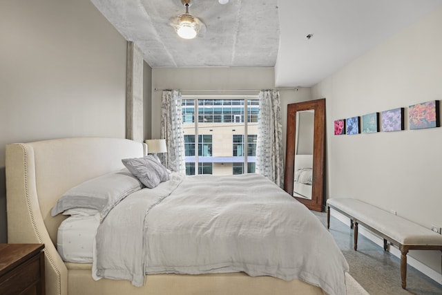 bedroom featuring ceiling fan