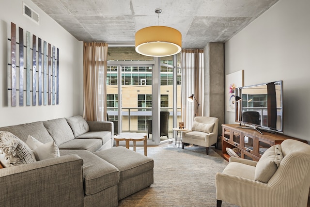 living room featuring carpet flooring