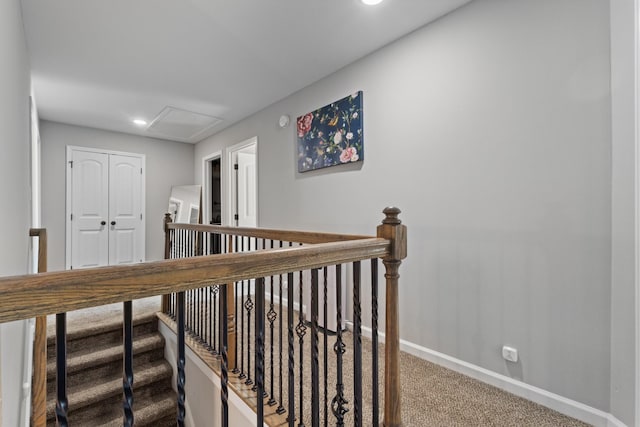 hallway with carpet flooring