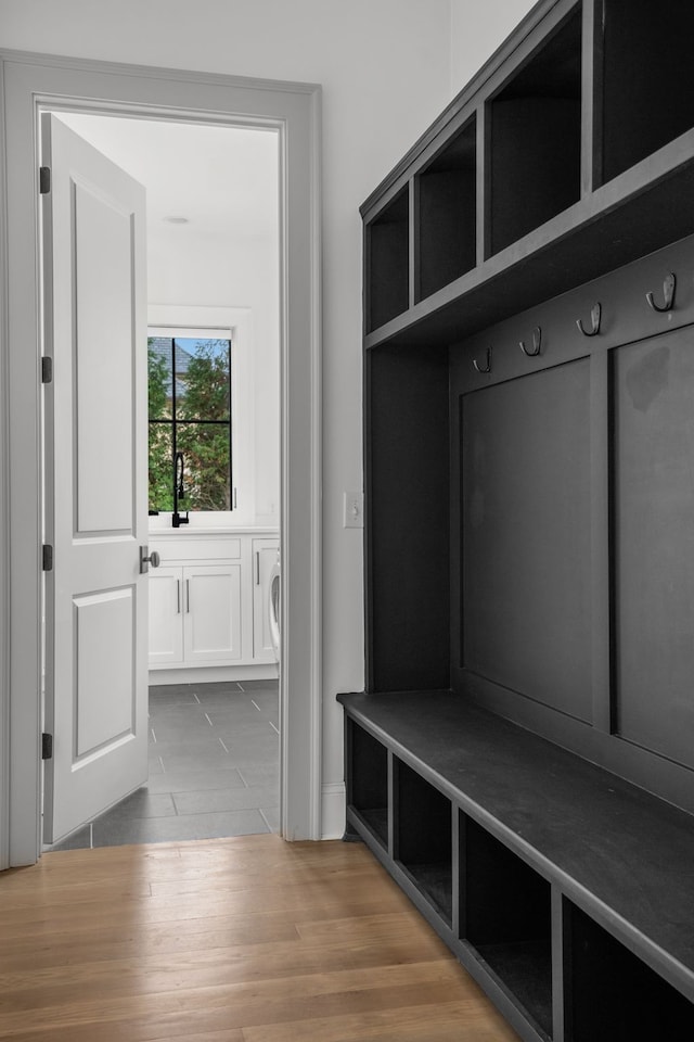 mudroom featuring light hardwood / wood-style floors