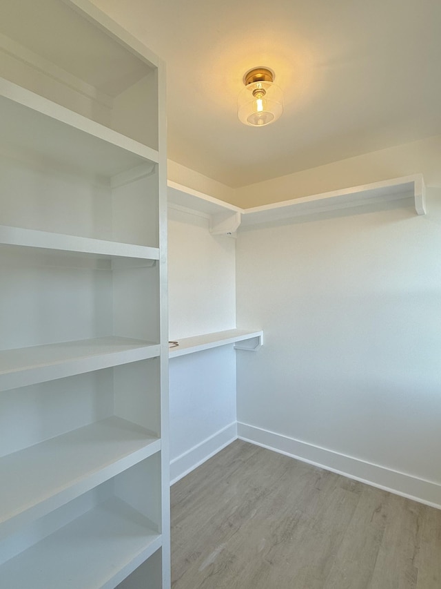 walk in closet with hardwood / wood-style floors