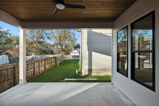 view of patio with ceiling fan