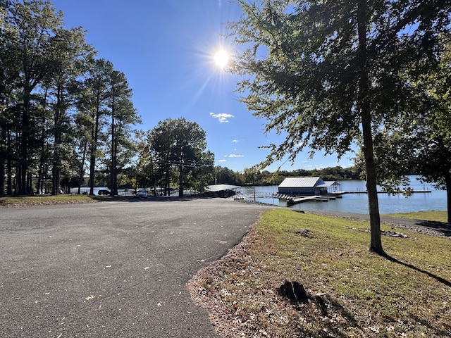 view of street featuring a water view