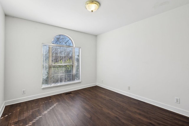 spare room featuring dark hardwood / wood-style flooring