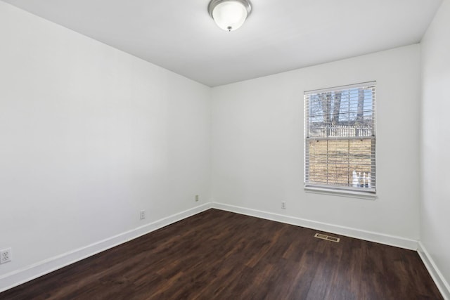 spare room with dark hardwood / wood-style floors